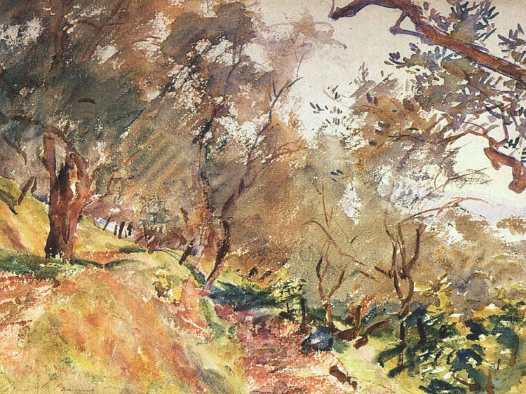 John Singer Sargent Trees on the Hillside at Majorca